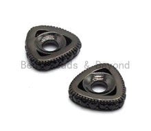 Load image into Gallery viewer, Black CZ Pave Large Hole Triangle Spacer, sku#C94
