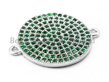 Load image into Gallery viewer, CZ Micro Pave Green Round Disc Connector, 16x20mm, SKU#A44