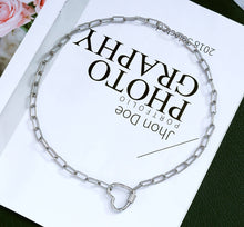 Load image into Gallery viewer, Paperclip Chain Heart Lock Necklace, sku#CL10