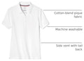 French Toast Women's Juniors' Short Sleeve Stretch Pique Polo Shirt