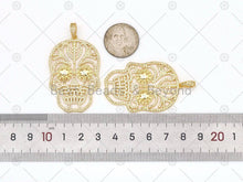 Load image into Gallery viewer, CZ Micro Pave Hollow Out Skull Shape Pendant, Sku#L635