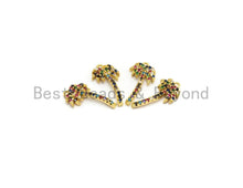 Load image into Gallery viewer, CZ Micro Pave Multi color Coconut Tree Pendant, Tree Shaped Pave Pendant, Gold plated, 10x19mm, Sku#B115