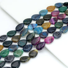 Load image into Gallery viewer, 18x25mm Mixed Color Fire Agate Flat Teardrop Beads, Sku#U2140