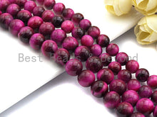 Load image into Gallery viewer, PINK Tiger eye Attachment Necklace with Large CZ Pave Gunmetal clasp, 16/18 long, sku#D40