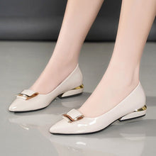 Load image into Gallery viewer, Women's Chunky Heel Pointed Toe Slip-On Pumps | Soft PU Leather Low Heel Dress Shoes