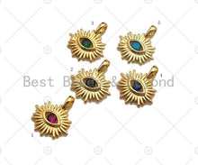 Load image into Gallery viewer, CZ Micro Pave Colorful Evil Eye On North Star Shape Pendant, Gold Plated Jewelry, Necklace Bracelet Charm Pendant, 14x15mm,sku#LD06