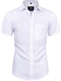 Mens Short Sleeve Dress Shirt Wrinkle Free Summer Button Down Shirts