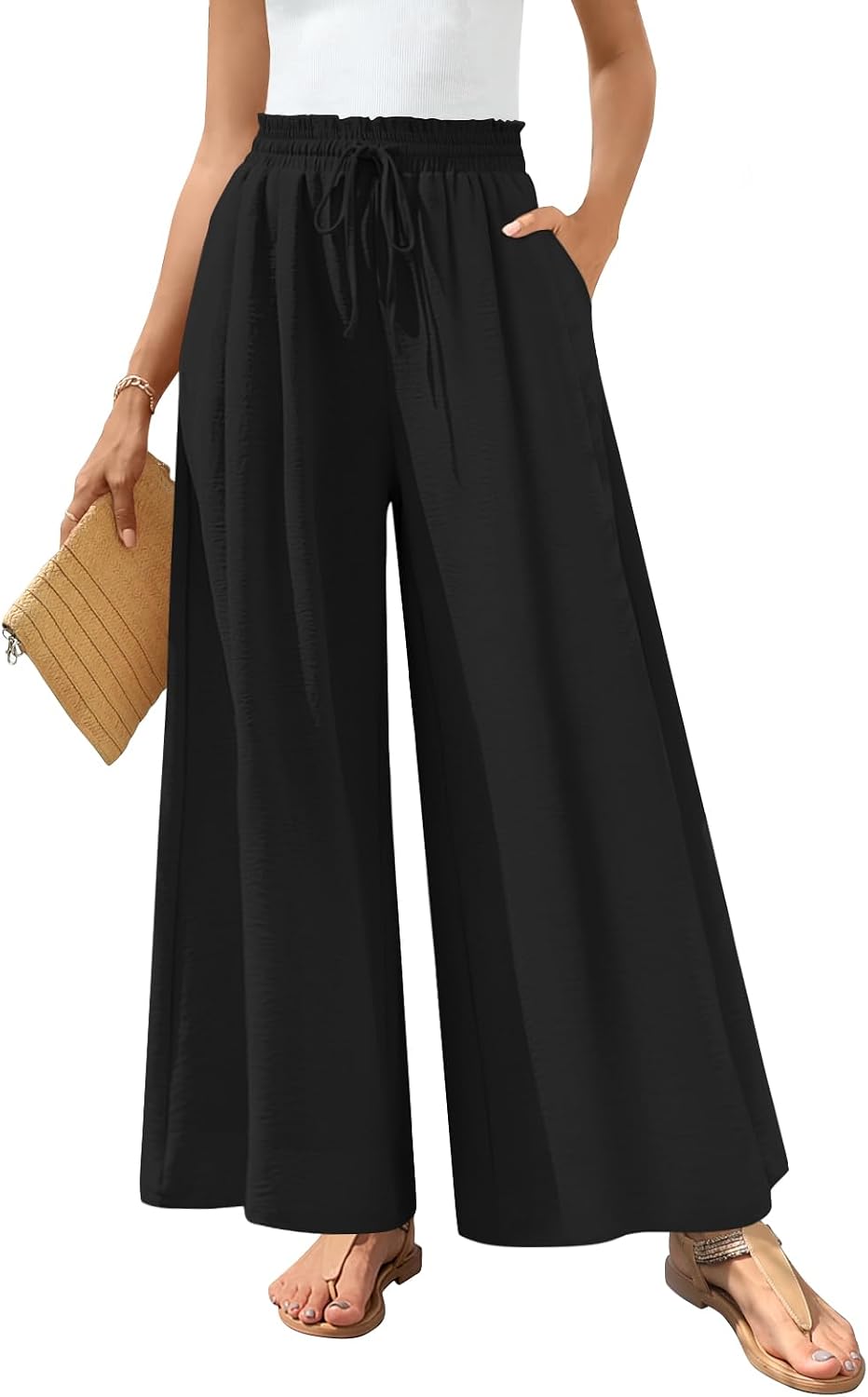Bestbee Wide Leg Palazzo Pants for Women Dressy Casual Teacher Outfits