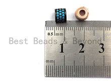 Load image into Gallery viewer, CZ Big Hole Drum Barrel Turquoise Micro Pave Beads, Gold/Rose Gold/Silver/Black Cubic Zirconia Spacer Beads, DIY Jewelry, 6x7mm, sku#X46