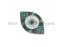 Load image into Gallery viewer, Turquoise Black CZ Micro Pave Geometric Evil Eye Pendant, Cubic Zirconia Pendant,32x28mm, sku#F705