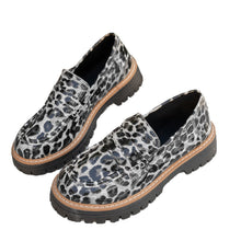 Load image into Gallery viewer, Women's Leopard Print Loafers - Chunky Heel Patent Leather Slip-On Shoes