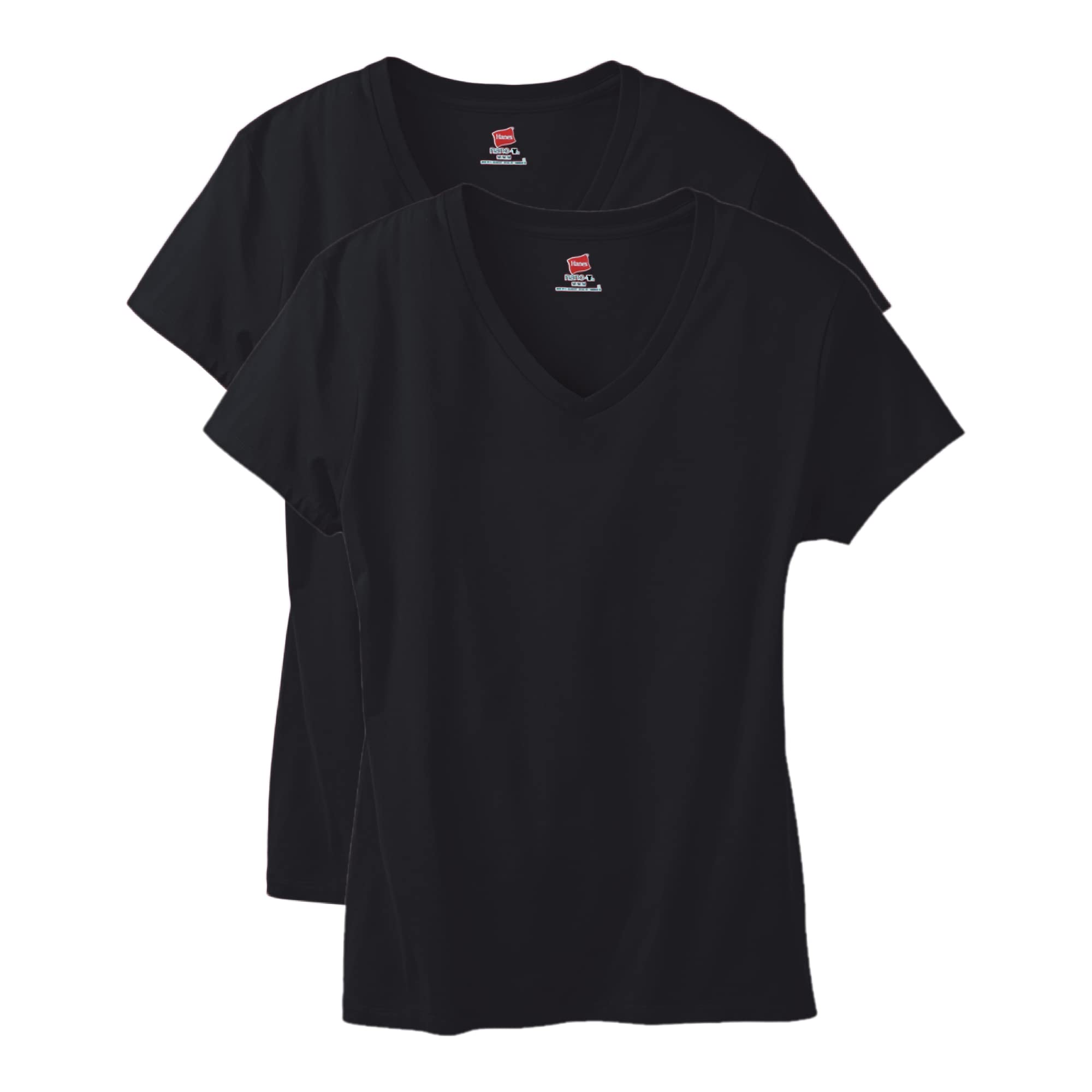 Hanes Women's Perfect-T V-neck T-shirt, Cotton Short Sleeve Tee for Women, 1 or 2-Pack