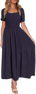 ZESICA Womens 2026 Summer Boho Floral Ruffle Maxi Dress