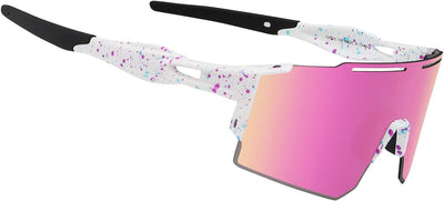 OULAIQI Cycling Sunglasses Polarized Sunglasses for Cycling Men Women with 1 Lens or 3 Interchangeable Lens Baseball Glasses