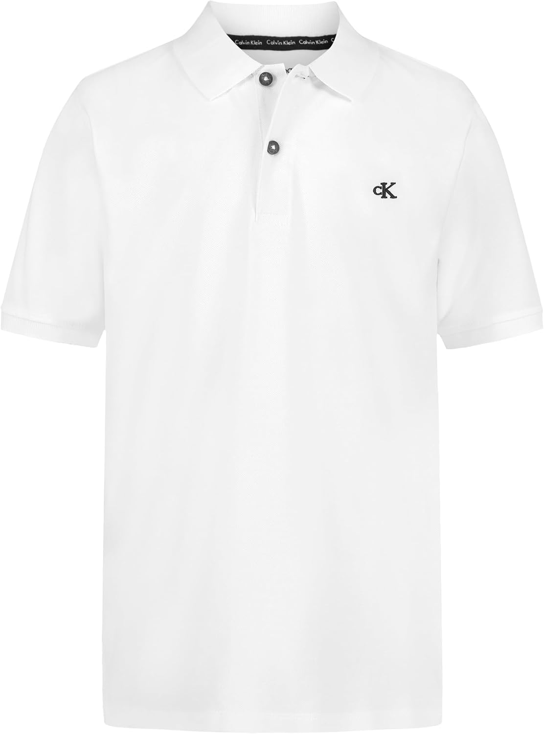 Calvin Klein Boys Short Sleeve Micro Pique Solid Polo, Button Closure, Soft & Comfortable