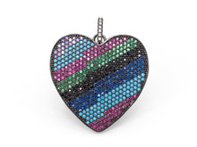 Load image into Gallery viewer, CZ Micro Pave Mixed Color Rainbow Heart Shape Disc Pendant, Cubic Zirconia Pendant, Sku#F50C