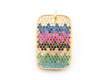 Load image into Gallery viewer, CZ Micro Pave Mixed Color Rectangular Pendant, Cubic Zirconia Pendant/Charm, 28x17mm,Sku#F51