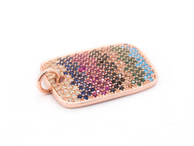 Load image into Gallery viewer, CZ Micro Pave Mixed Color Rectangular Pendant, Cubic Zirconia Pendant/Charm, 28x17mm,Sku#F51