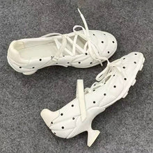Load image into Gallery viewer, Women's Polka-Dot Mary Jane Heels - Vintage Cross-Strap Shoes
