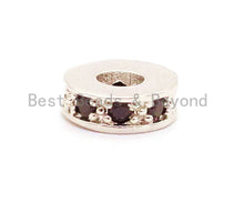 Load image into Gallery viewer, CZ Black Micro Pave Cylinder Spacer Beads, Cubic Zirconia Space Beads, Men's Jewelry Beads, Large hole Beads, 7x2.5mm, sku#G78