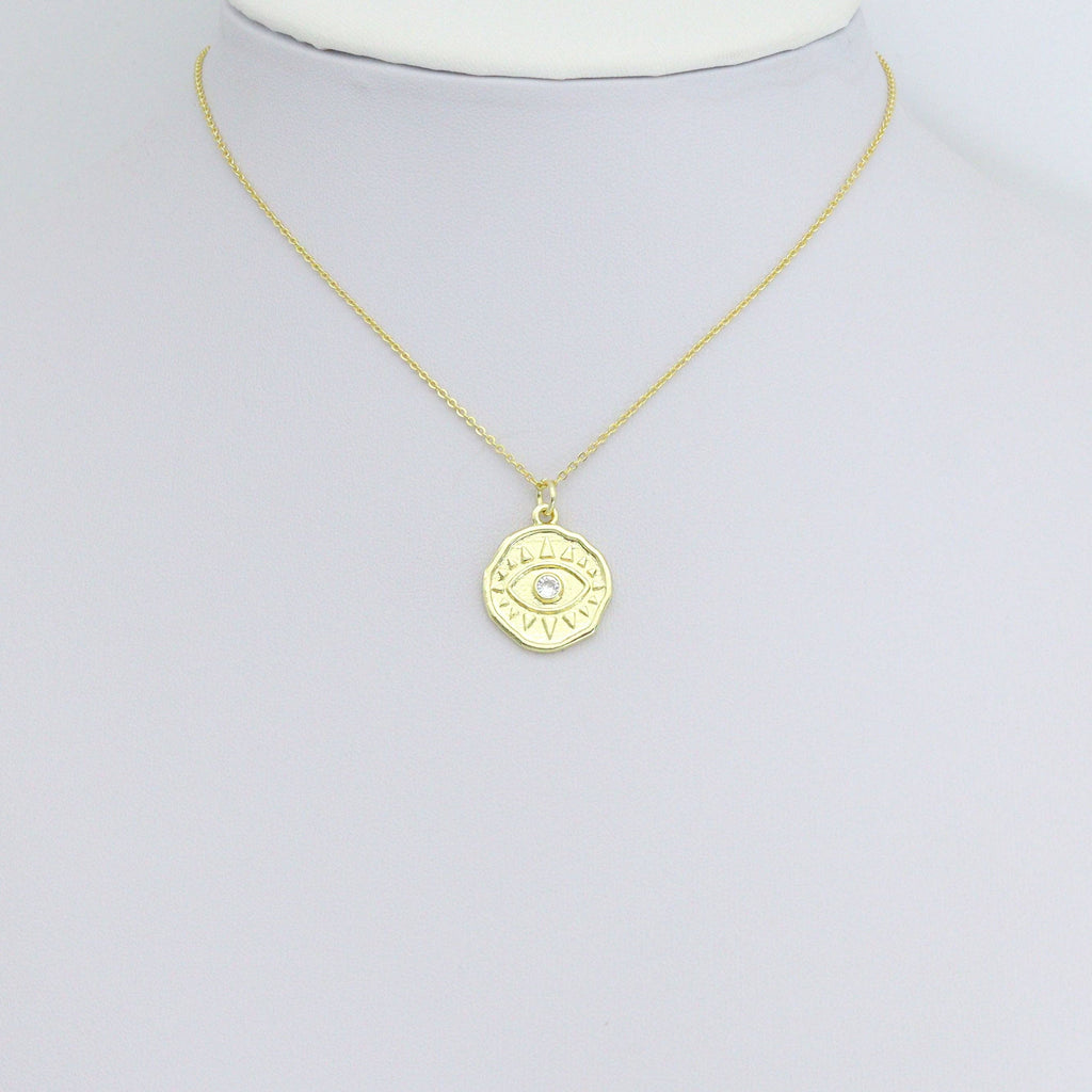 Gold Evil Eye Coin Charm Pendant,Sku#LX866