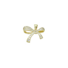 Load image into Gallery viewer, Gold Clear CZ Bowknot Charm Pendant, Sku#LK970
