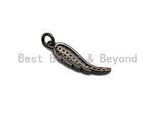 Load image into Gallery viewer, CZ Micro Pave Angel Wing Pendant/Charm, Cubic Zirconia Pendant Charm, 6x23mm,sku#X115