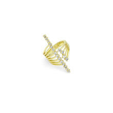 Load image into Gallery viewer, Gold Silver CZ Gold Long Bar Wrap Ring, Sku#A140