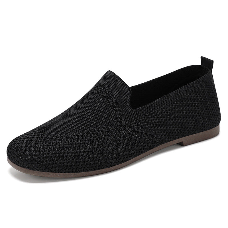 Women's Flyknit Casual Flat Sneakers | Lightweight Breathable Knit Slip-On Shoes