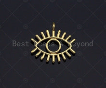 Load image into Gallery viewer, Large Evil Eye With Long Eyelash Pendant/Charm, Lucky eye Pendant, 24K Gold Tone,16x15mm,Sku#L307
