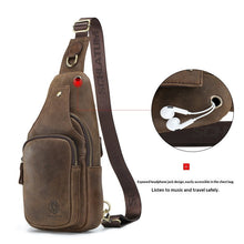 Load image into Gallery viewer, Men's Retro Genuine Leather Sling Bag – Full-Grain Cowhide Chest Crossbody Bag