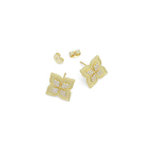 Load image into Gallery viewer, Clear CZ Gold Silver Flower Stud Earrings, Sku#A405