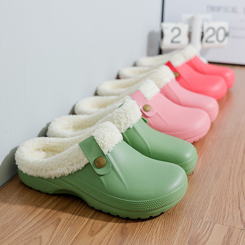 Men's Fleece-Lined Cotton Slippers – Warm Non-Slip Home Shoes with EVA Sole