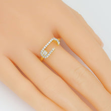 Load image into Gallery viewer, Gold Silver Clear CZ Paperclip Shape Adjustable Ring, Sku#A389
