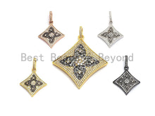 Load image into Gallery viewer, 20mm/40mm CZ Micro Pave Dual Color Quatrefoil Flower Diamond Shape Pendant,Cubic Zirconia Gold/Rose Gold/Silver/Black Focal Pendant,sku#F624
