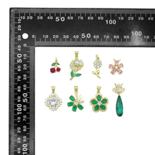 Load image into Gallery viewer, CZ Cherry Flower Crown clover Charm Pendant,Sku#LK1258