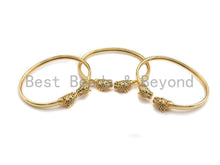 Load image into Gallery viewer, CZ Panther Head Cuff Bracelet, Sku#X155
