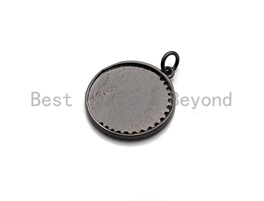 Enamel Crescent Moon Round Coin Pendant,CZ Micro Pave Oil Drop pendant, Enamel pendant,Enamel Jewelry,18x21mm,sku#F1036