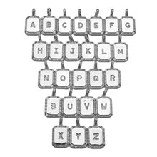 Load image into Gallery viewer, Silver Initial Tag Letter Charm, CZ A - Z Alphabet Letter, SKU#ML75