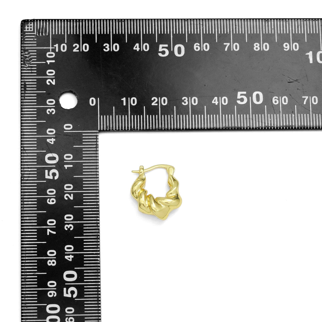 Gold Silver Twisted Oval Geometry Huggie Earrings, Sku#A217