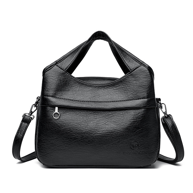Women's Retro Patchwork PU Leather Tote Bag – Multi-Compartment Shoulder Bag with Triple Straps