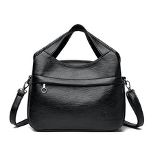 Load image into Gallery viewer, Women's Retro Patchwork PU Leather Tote Bag – Multi-Compartment Shoulder Bag with Triple Straps