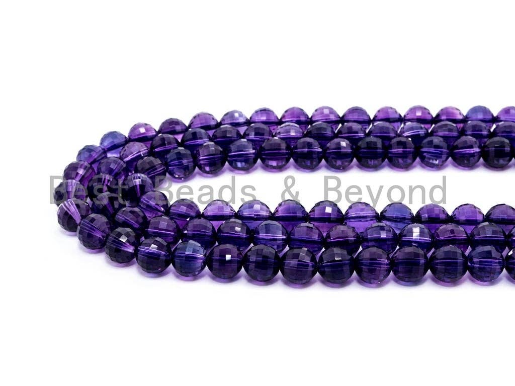 Special Cut Quality Natural Amethyst Round Faceted beads, 6mm/8mm/10mm/2mm, Loose Dark Puple Gemstone Beads, 15.5 inch strand, SKU#V3C