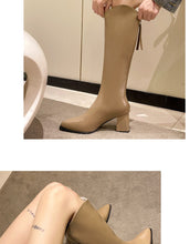 Load image into Gallery viewer, Women's Chunky Heel Pointed Toe Mid-Calf Boots - Fashion Winter Boots with Back Zipper
