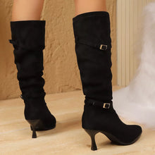 Load image into Gallery viewer, Women's Point Toe Kitten Heel Boots – Suede Slip-On Low Heel Ankle Boots