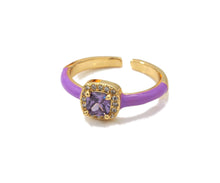Load image into Gallery viewer, Thin Enamel Ring with Square Diamond Ring, Sku#X373