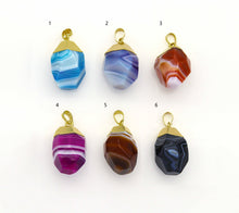Load image into Gallery viewer, Gold Colorful Banded Agate Pendant, Sku#LY01