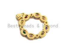 Load image into Gallery viewer, CZ Colorful Micro Pave Hollow out Round with Baguette CZ Pendant, Ring Shaped Pave Pendant, Gold plated, 24x27mm, Sku#F953