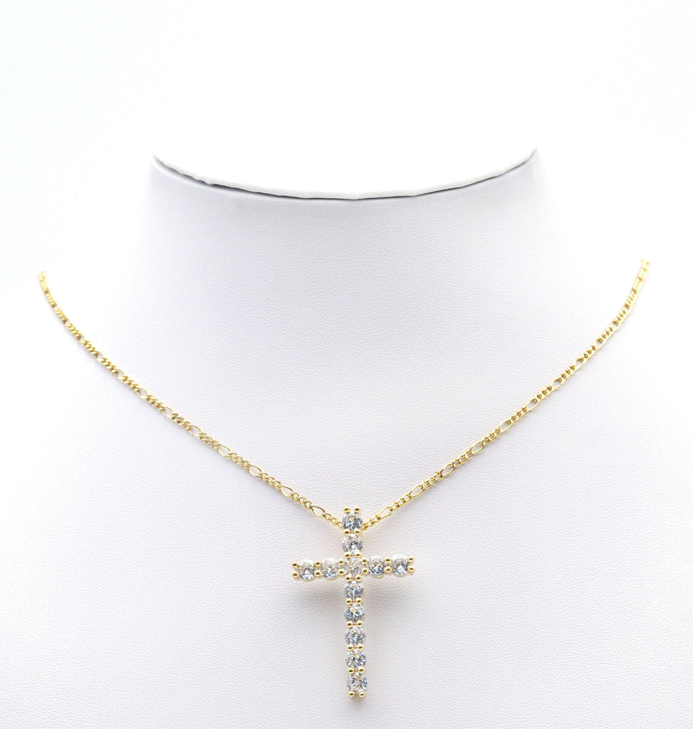 Gold Crystal Cross Charm, Sku#LD367