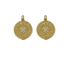 Load image into Gallery viewer, CZ North Star On Round Coin Charm, Sku#F1480